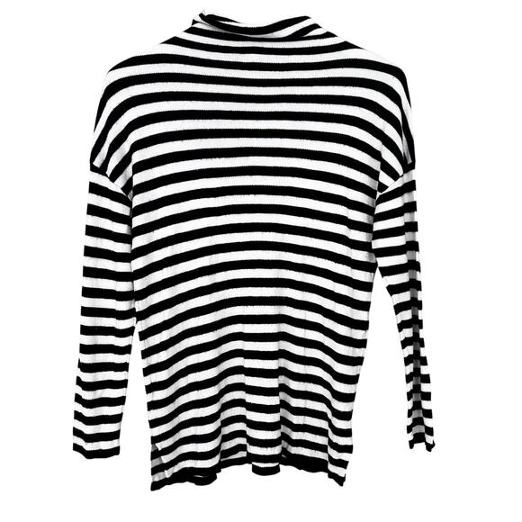 Reiss Black White Striped Mock Neck Sweater Sz M - Picture 5 of 5